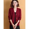 Women's Autumn Loose and Thick Knitted Cardigan, Middle-aged Mother's Simple and Elegant Sweater Jacket