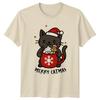 Merry Catmas Christmas Cat Hot Chocolate Unisexs Unisexs Graphic Tee