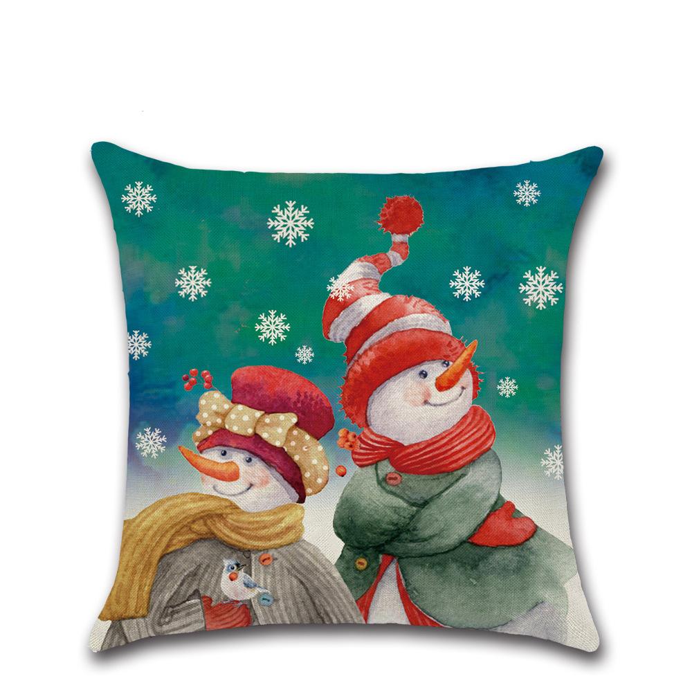 New Linen Printed Christmas Cushion Cover Home Sofa Decoration Cushion Cover