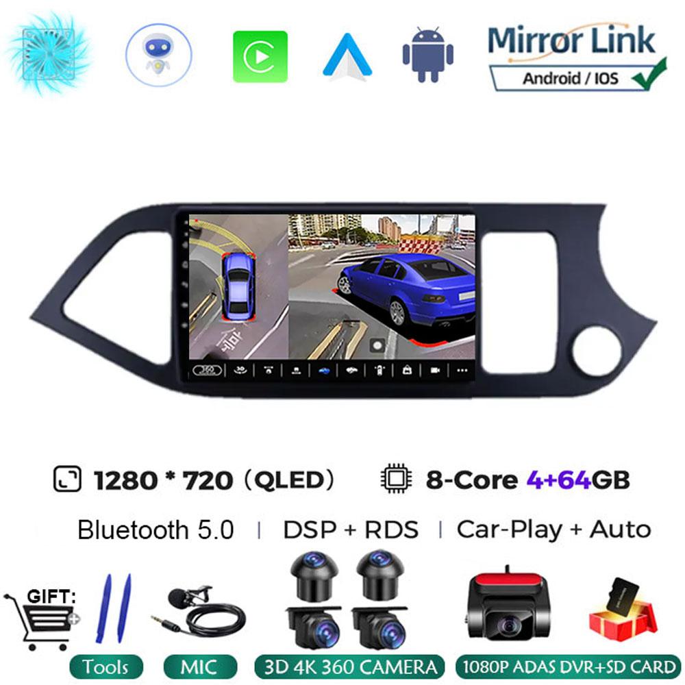 Android 14 Carplay Car Radio Multimidia Video Player For KIA PICANTO Morning 2011 - 2016 Navigation GPS IPS Head Unit NO 2din