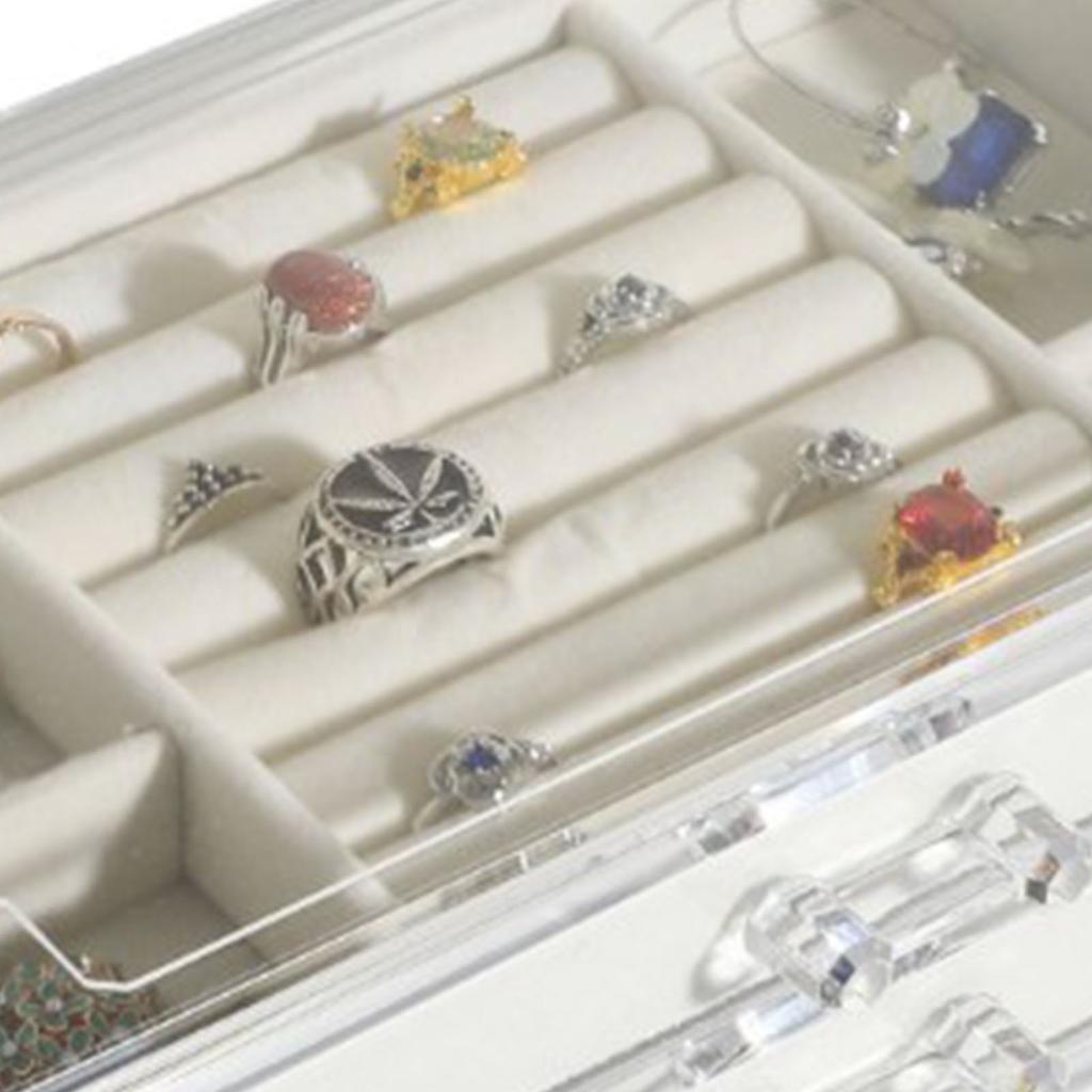 Drawer Type Jewelry Storage Box 3 Layer Organizer Earring Ring Bracelet Dustproof Box Holder