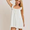 Polyester Summer Beach Dress For Women With Ruffled Lace And Bow Ties For Vacation Style