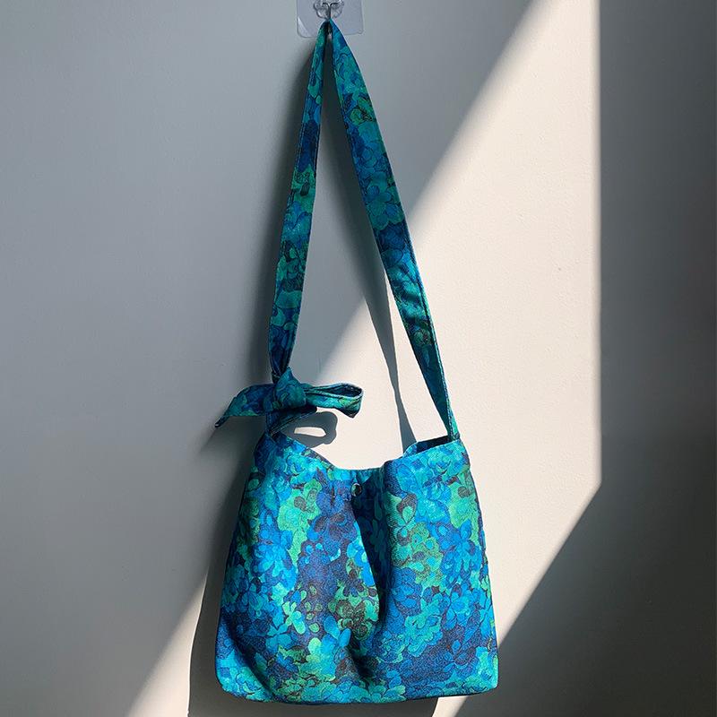 

Leopard Print Corduroy Canvas Shoulder Bag - Korean Style, New Summer Literary College Design One Size