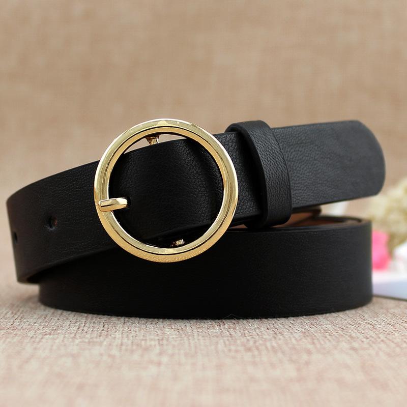Women'S Round Buckle Belt Casual Retro Jeans Belt Women'S Decorative Thin Belt