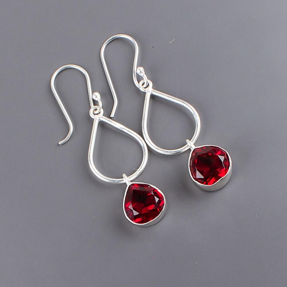 Pink Rubellite Gemstone 925 Sterling Silver Jewelry Handmade Boho Earrings 1.90" EE-19-10