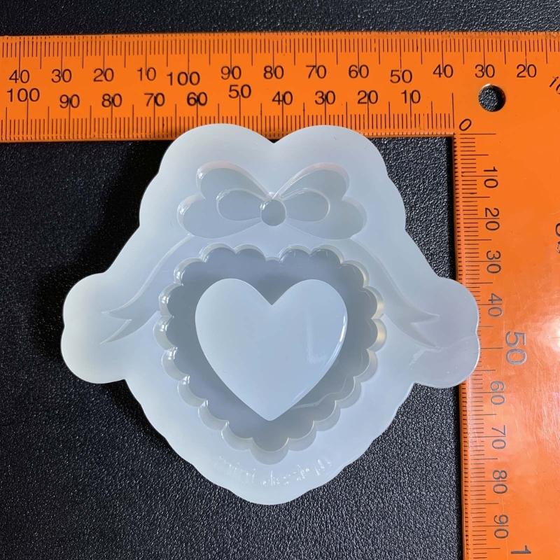 Bowknot Ornament Quicksand Silicone Mold Keyring Pendant Handmade Decoration Mold for Valentines Day Birthday Gift
