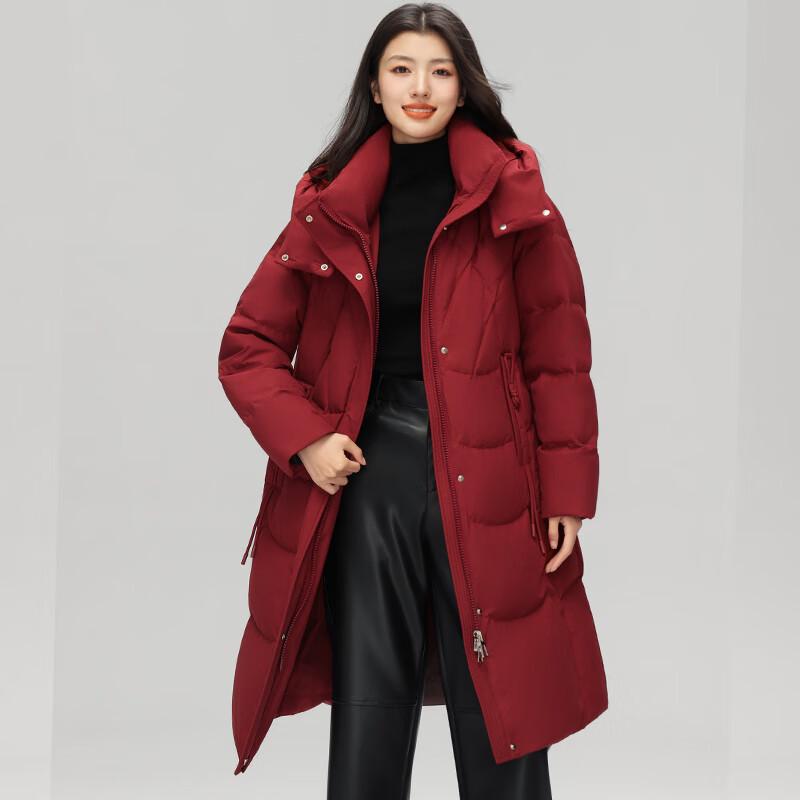 Fengmao Women's Mid-length Down Jacket with Removable Hood