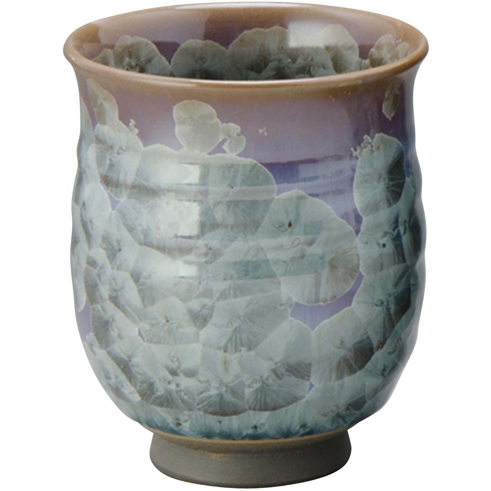 

Kyoto-yaki Kiyomizu-yaki Teacup, Small, Approx. 8cm, Flower Crystal Design, Light Blue with Rust, Made in Japan, KTA555-02