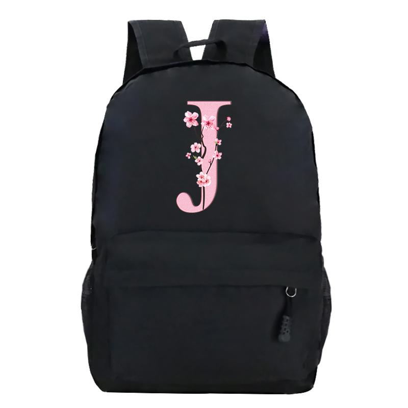 Back To School Rucksacks Trend Graphic Flower Alphabet Harajuku Style Trend Open-air Journey Knapsack Zip Laptop Bagpack