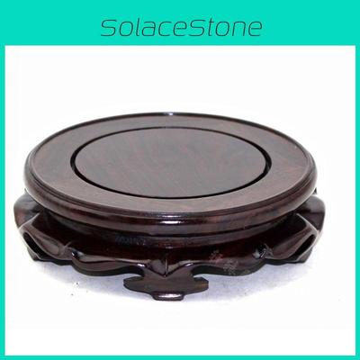 Real Wood Lotus Round Base Black Zelkova Stone Potpourri Vase Buddha Statue Guanyin Base