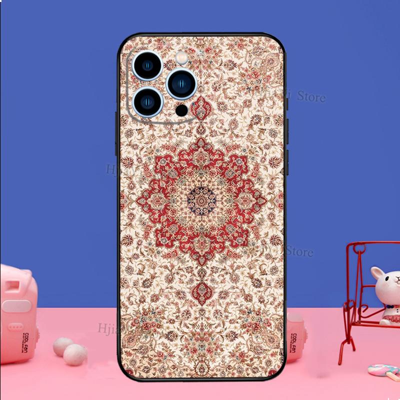 Persian Carpet Floral Pattern Phone Case For iPhone 16 15 12 13 Mini 11 14 Pro XS Max Plus X XR Silicone Cover