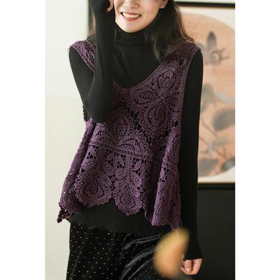 DIMANAF Sommar Dam T-shirt Stickad t-shirt Ärmlös Basic Väst Transparent Hål Mode Sexiga Toppar T-shirts Casual Lös Vit T-shirt