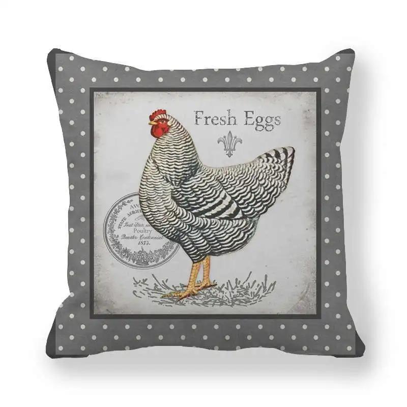 Hen and Rooster Print Pillowcase Office Living Room Car Ornaments Home Pillowcase