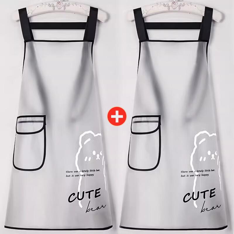 Women s Wash-Free Waterproof Kitchen Apron - White Bear Design (2-Pack)