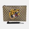 [Pre-Owned] Tiger Head Print Logo Wristband Canvas And Leather Clutch - Very Good #1QO79Y4