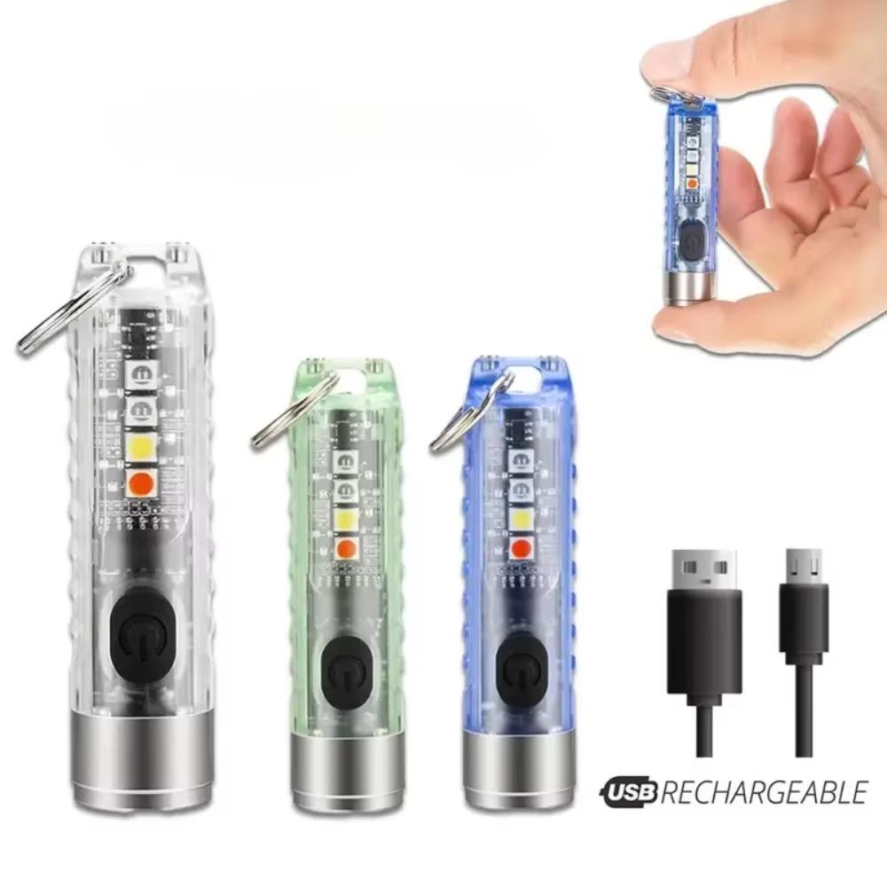 New Keychain Mini LED Flashlight UV Multi-function Magnetic Torch Portable USB Rechargeable Keychain Flashlight Outdoor Lighting