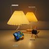 Multifunctional Pleated Bedside Table Lamp with Storage & Remote-Control Night Light
