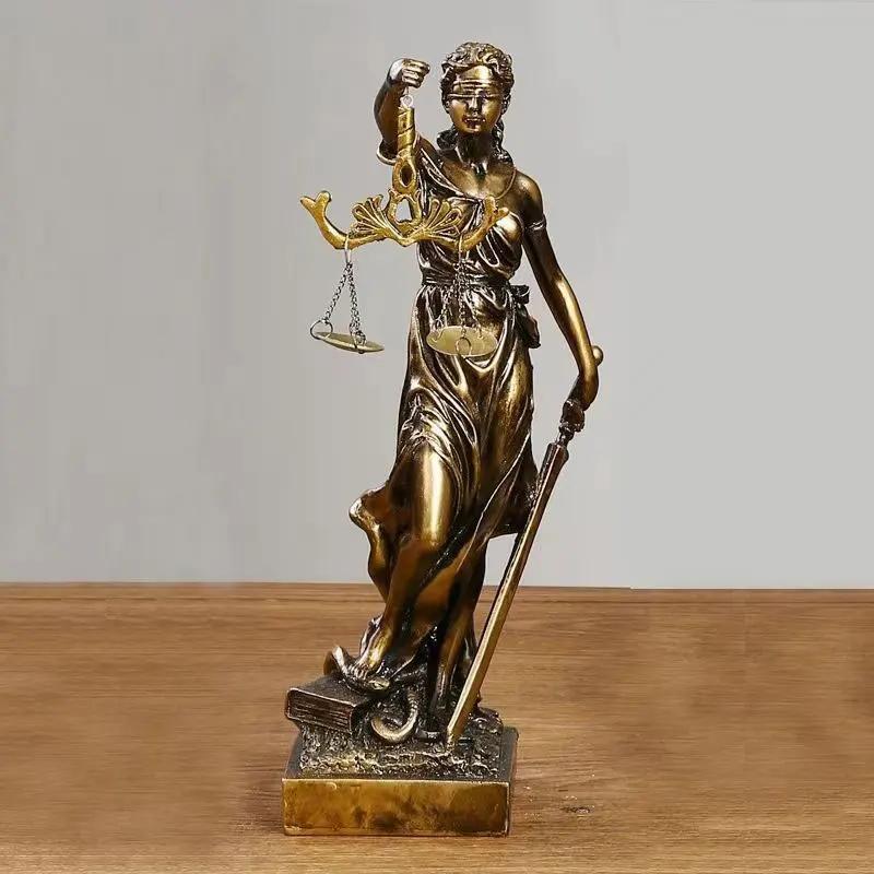 

Retro 12 Inch Resin Antique Bronze Greek Justice Goddess Statue Fair Angels Sculpture themis Ornaments Desktop Home Decor Gift