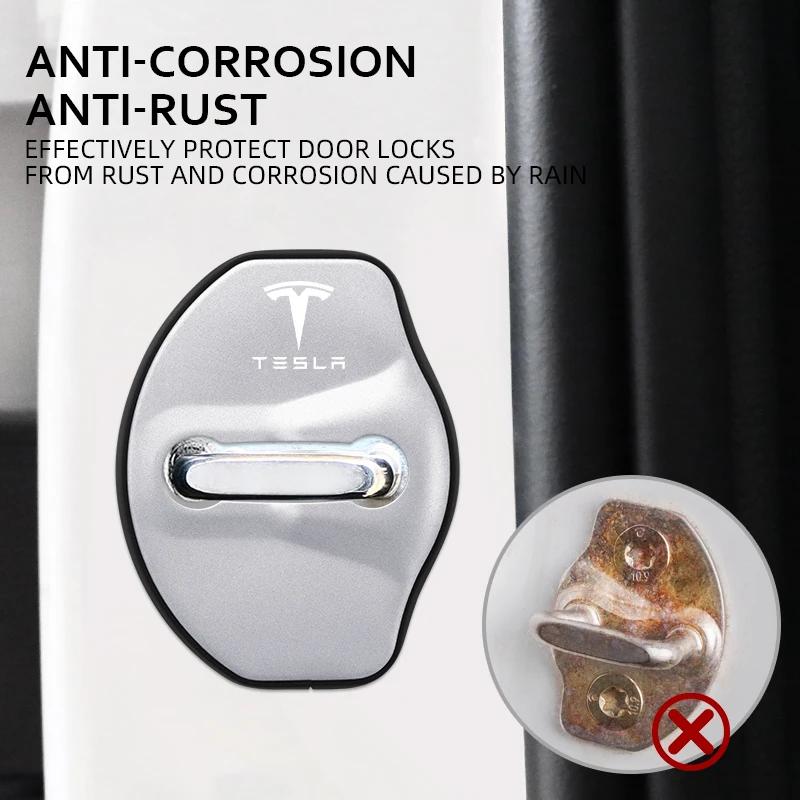 For High-quality Matte Car Door Lock Cover Auto Emblems Case For Tesla Model 3 Model X Y Style Roadster Accessories