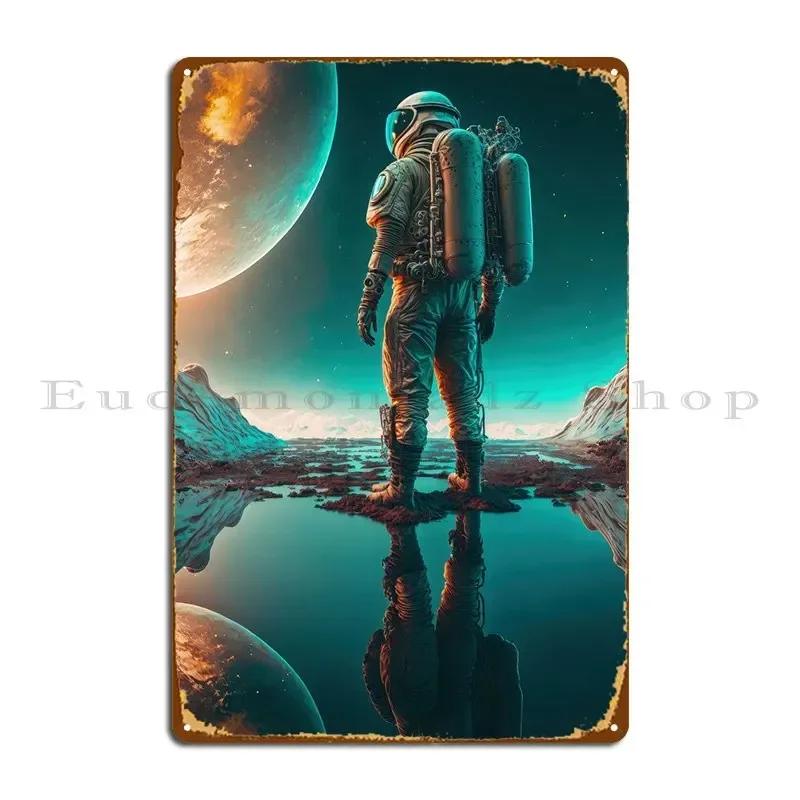 Astronaut On New Planet Metal Signs Living Room Club Party Club Iron Garage Tin Sign Poster