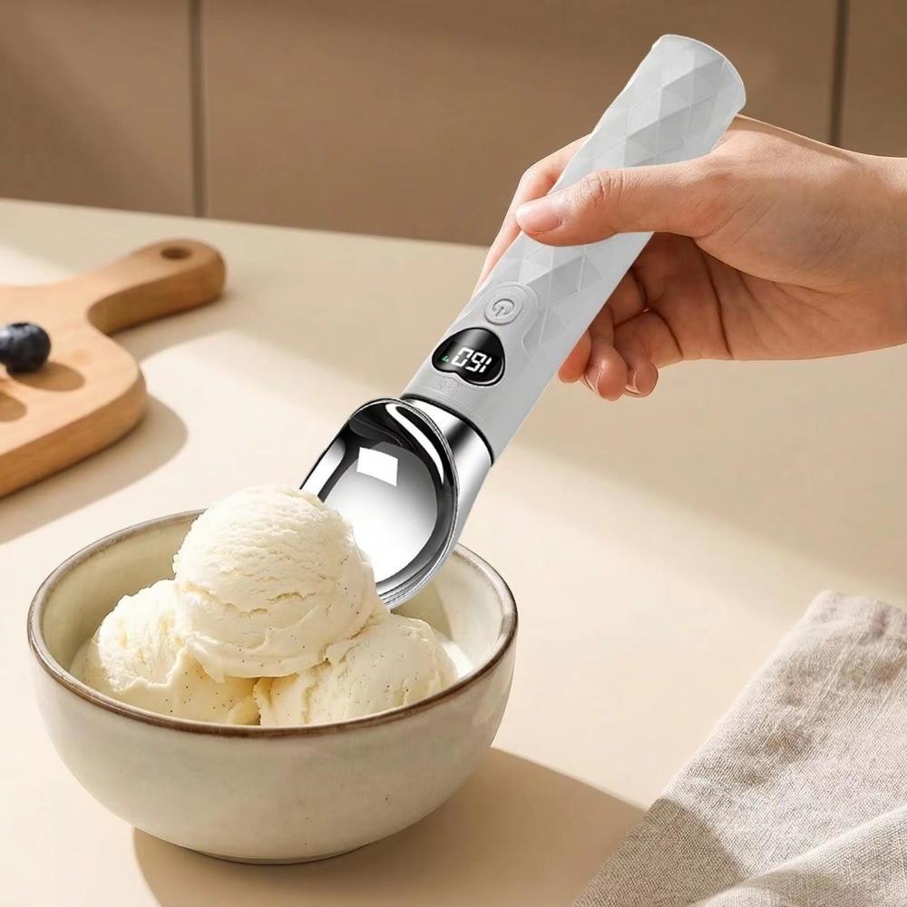 Waterproof Self Warming Dessert Gadget LED Display Ice Cream Dipper Hard Ice Cream