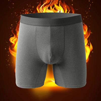 Calzoncillos bóxer térmicos de invierno para hombre, calzoncillos antisépticos elásticos suaves alargados con cintura media de Color sólido elástico grueso con retención de calor en U convexo