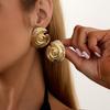 Fashion Exaggerated Irregular Geometric Hollowed-out Circle Spiral Flower Stud Earrings for Women Party Piercing Jewelry Gifts