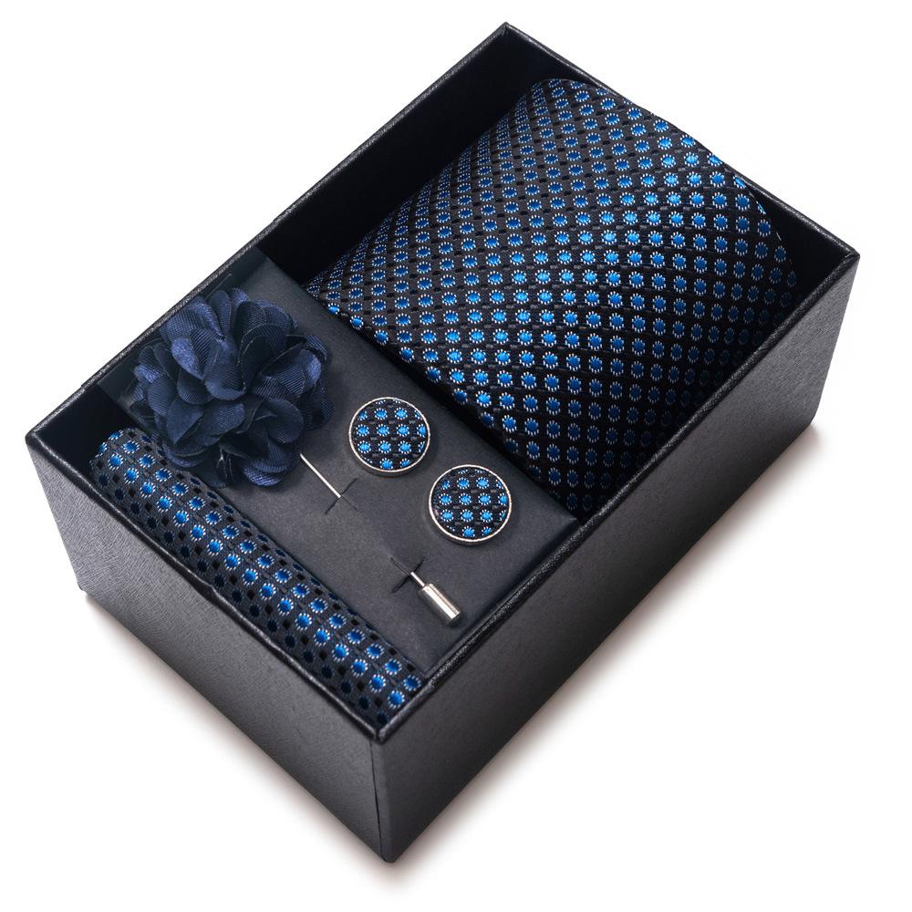 Tie Men'S Suit Accessories Cufflinks Square Scarf Corsage Tie Premium Suit Gift Box Packaging