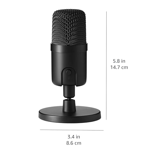 Amazon Basic USB Condenser Microphone for PC Streaming, Gaming, and Podcasting, 8.6cm X 14.7cm, Black