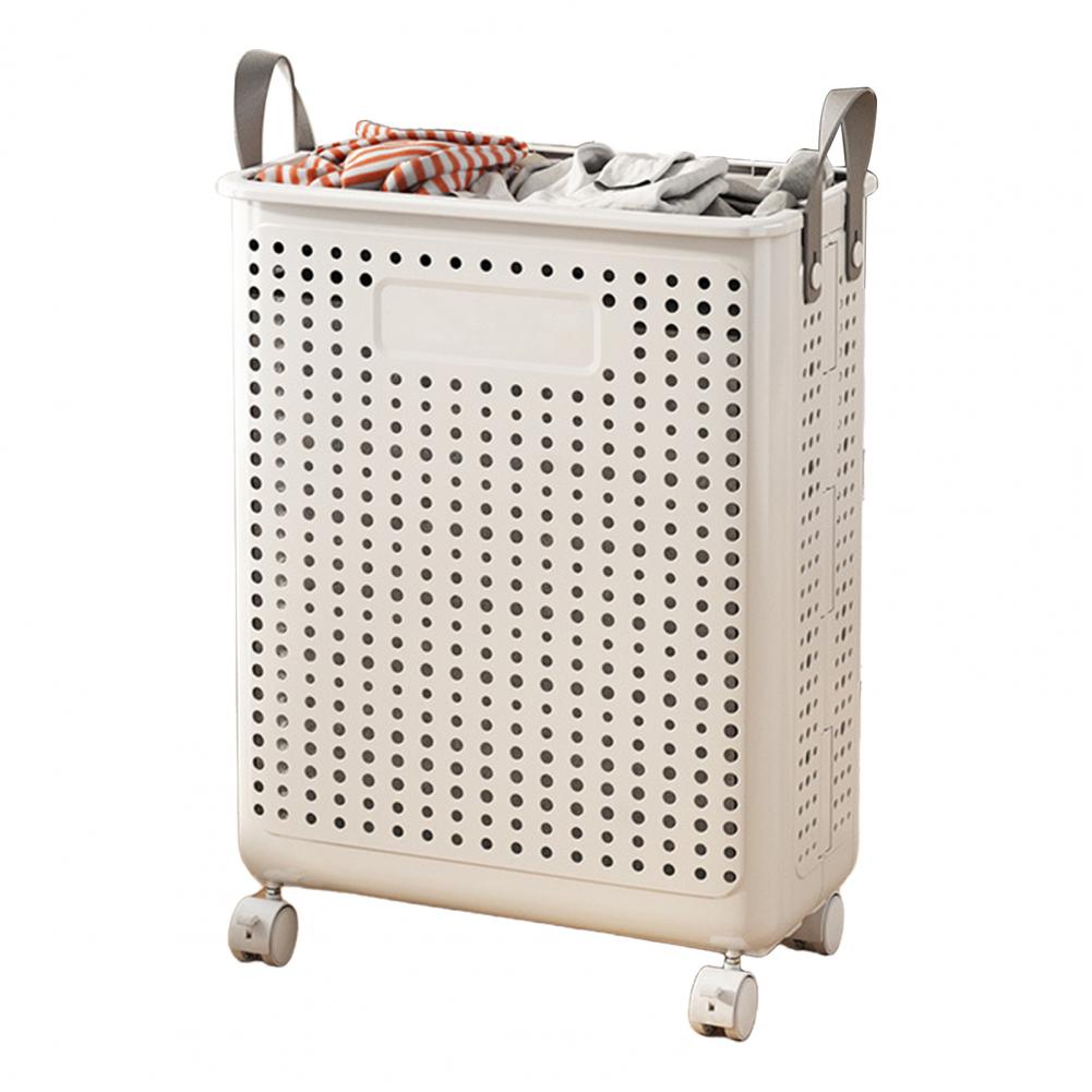 Large Capacity Laundry Basket with Wheels, Waterproof Dirty Clothes Hamper, Breathable Mesh Holes Handle Design