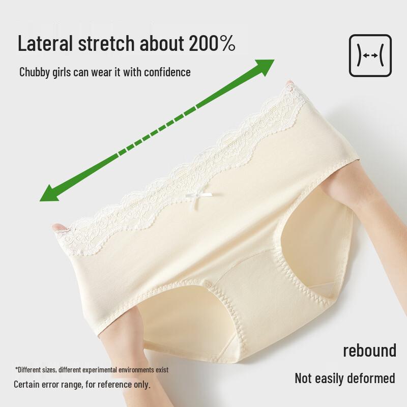 Odeifen Women's Pure Cotton Antibacterial Lace Underwear 3-Pack