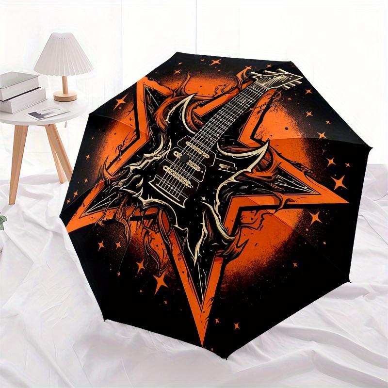 Decalcomania per Chitarra Elettrica Design StarburstOmbrello, Ombrello Pieghevole a 3 Ante Portatile per Uomo e Donna, Regalo di Natale ES147