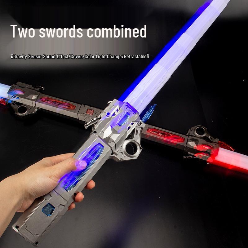 Two-in-One Telescopic Lightsaber Toy for Kids - Luminous Star Wars Laser Sword