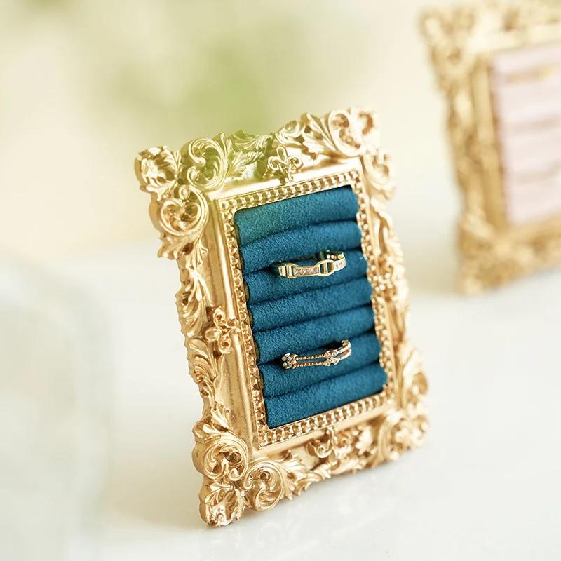 Elegante Suporte de Exibição de Joias com Bandeja de Anéis Vintage Adereços para Fotos para Decoração de Balcão Organizador de Joias para Loja Estúdio de Fotografia