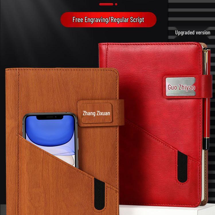 Multifunctional Red Business Notepad with Ins Style for Meetings & Daily Records