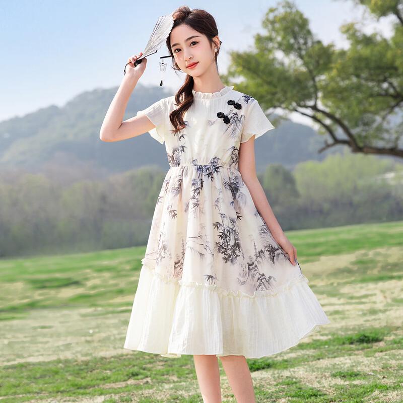 Girls  New Chinese Retro Style Summer Dress 160