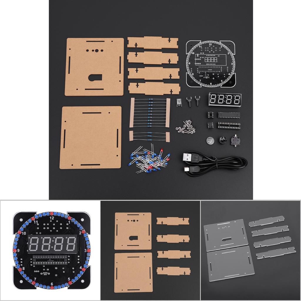 DIY MultiFunction Light Control Rotation Digital LED Electronic Temperature Clock Kit Suite