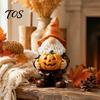 Autumn Pumpkin Gnome Decor Halloween Garden Statue, Faceless Holding Sculpture, Statue Waterproof Resin for Porch Yard Decorative