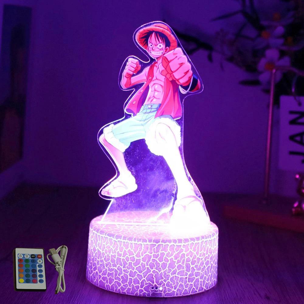 Actionfigur One Piece Luffy Zoro Anime Figuren 3D Lampe PVC Action Sammlermodell Spielzeug LED Nachtlicht Kinder Weihnachtsgeschenk