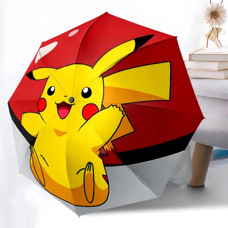 1pc Pikachu Pokémon Umbrella - Automatic Opening & Closing, Portable 3-Fold Design, 8-Rib Structure, Outdoor, Perfect Gift for Fans, Travelers, D