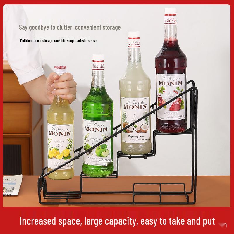 Morin Wrought Iron Four-Tier Syrup and Sauce Bottle Display Rack