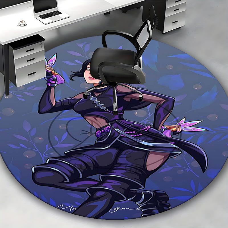 1pc Anime Design Round Carpet - Office Chair Mat with Butterfly Print, Suitable for Home Decor, Gaming Room