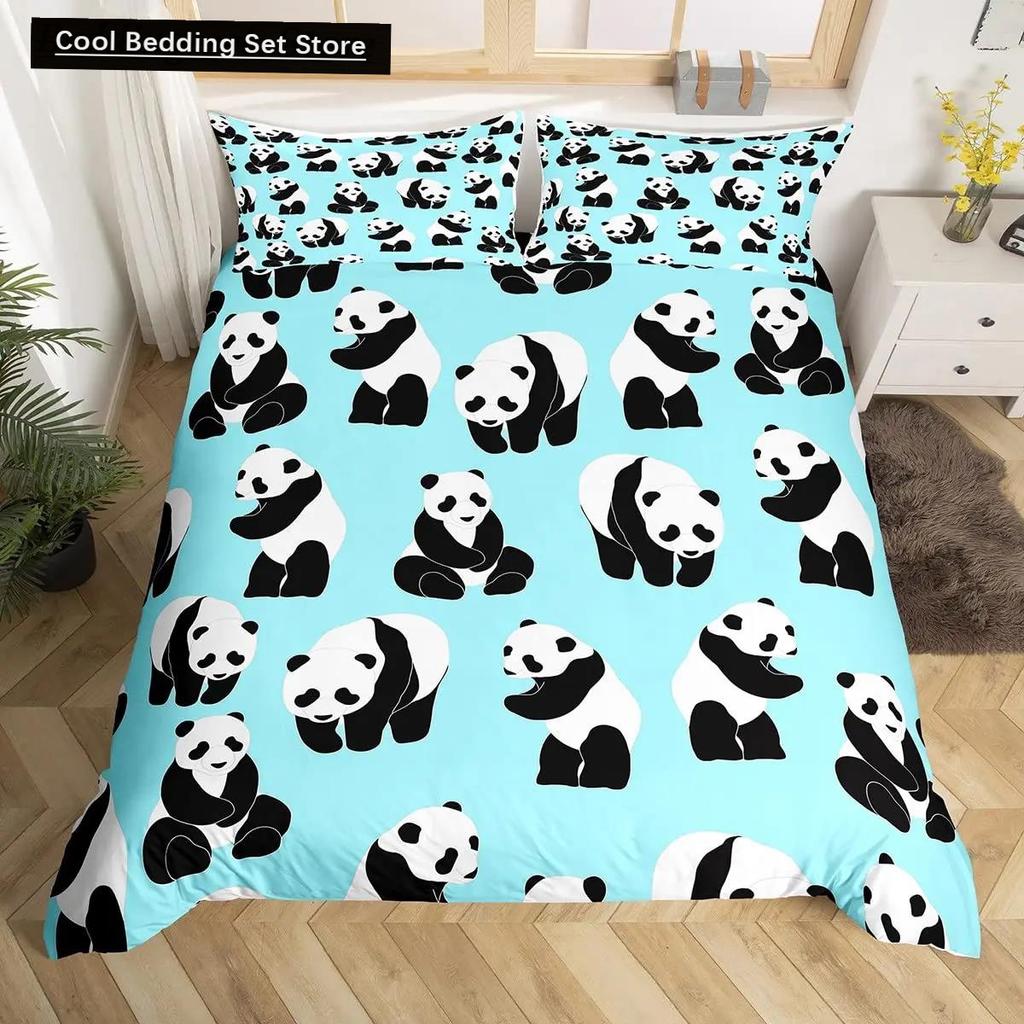 Panda King Full Bedidng Set Kids Romantic Bedding Set Cartoon Animal Duvet Cover Bicycle Balloon Dragonfly Polyester Quilt Cover
