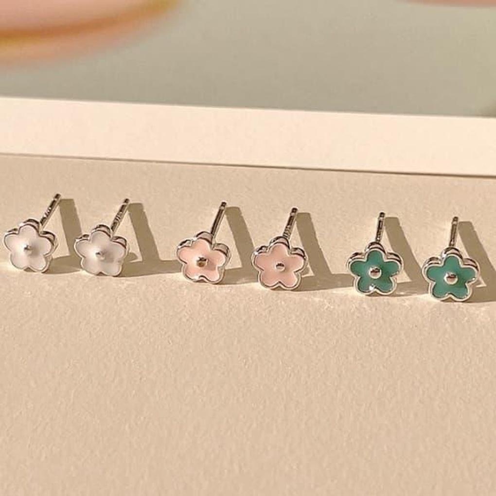 

Women s (Silver 925) Silver Flower Earrings Mellow Blue-green