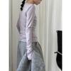 Luxi Korean Style Versatile Rolled Edge Round Neck Bottoming Shirt for Women Autumn New Long-sleeved Inner Slim Fit Top