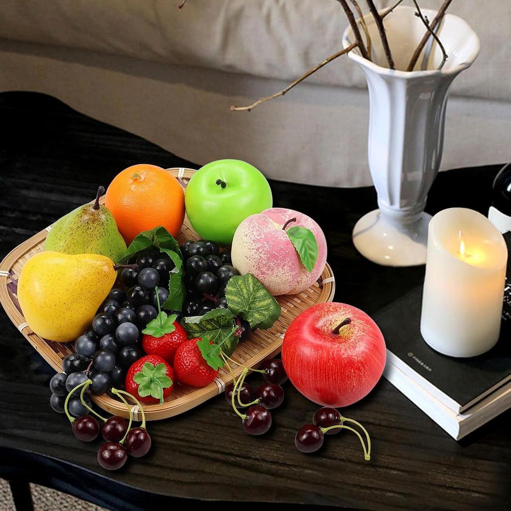 20 Pcs Fake Fruits Pack, Artificial Fruits for Decoration Kitchen Home, Display Fruits for Dining Table Decor, Realistic Fake Apple Peach Oranges G