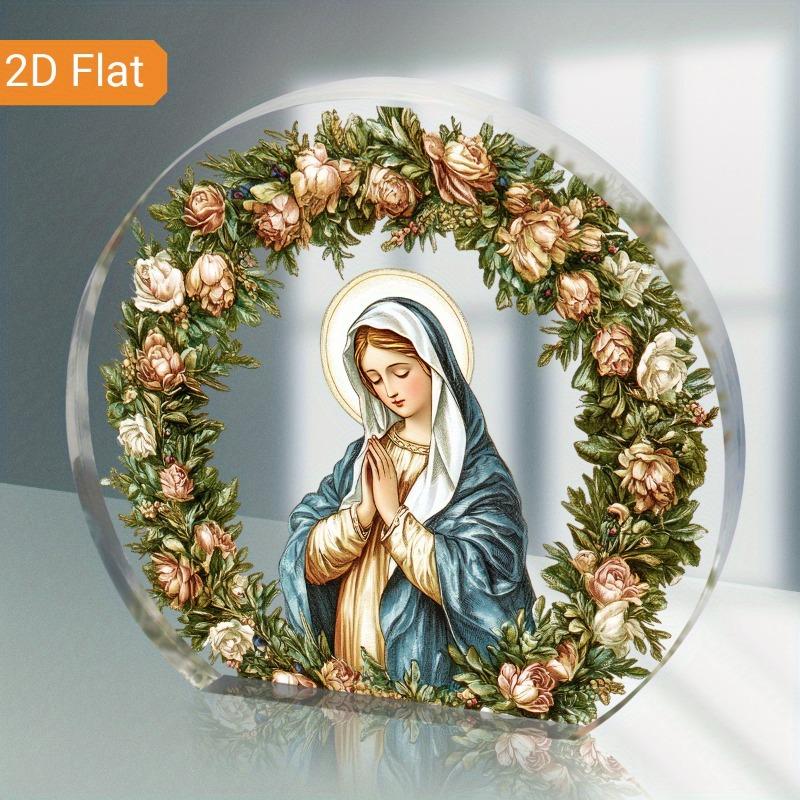 

2D Flat Virgin Mary Acrylic Religious Decorative Plaque, Office or Home Gift, Suitable for Wall Decoration, Porch, Room, Villa, Accents Home, Hallway, 10*9CM