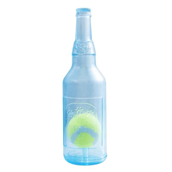 Water Bottle Dog Toy Squeaky TPR Bottle Dog Chew Toy with Tennis Ball Inside Interactive Fetch Toy for Small Medium Large Dogs