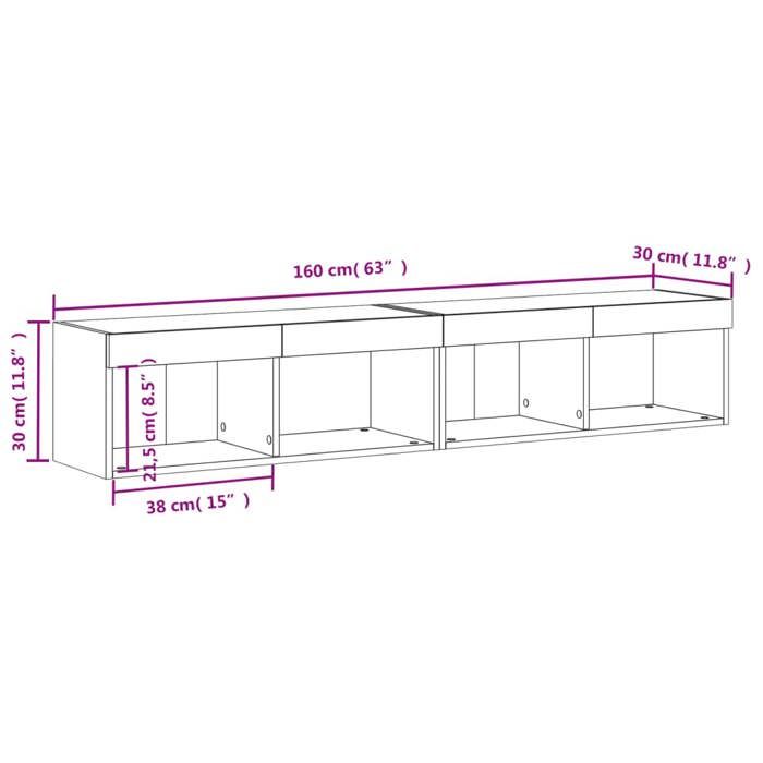 VidaXL Meubles TV avec lumières LED 2 pcs blanc 80x30x30 cm 837142