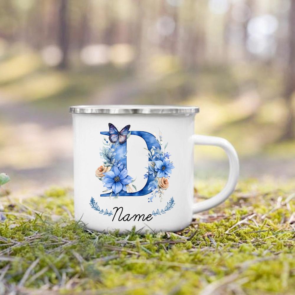 Personalisierte Tasse Floraler Initialen Name Tasse Individuelle Kaffee Heißschokolade Tassen Hochzeit Geburtstag Muttertag Weihnachten Geschenke für Sie